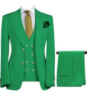  Mens 3-Piece Suit Notch Lapel Green