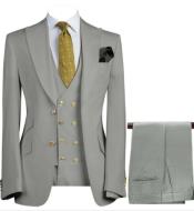  Mens 3-Piece Suit Notch Lapel Grey