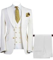  Mens 3-Piece Suit Notch Lapel White
