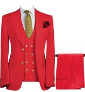  Mens 3-Piece Suit Notch Lapel Red