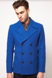  Royal Blue Peacoat - Wool Short Coat