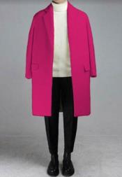  Mens Pink Overcoat - Three Quarter