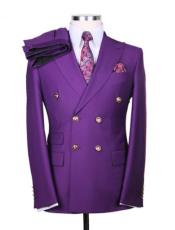  Purple Double Breasted Blazer With Gold