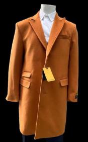  Mens Orange Wool Fashion Overcoat -