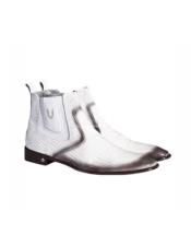  Mens White Cowboy Boot - Faded