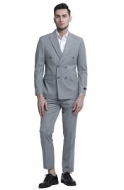  Light Gray Double Breasted Suit -