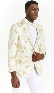  Mens One Button Ivory and Gold