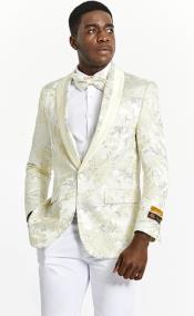  Mens One Button Ivory and Gold