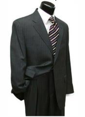  Short Suit - Mens Black Stripe Suits 48s
