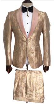  Gold Suits - Rose Gold Tuxedo Matching Pants -