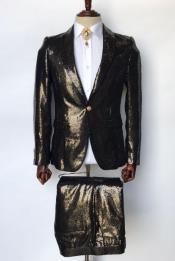  Black and Gold Sequin Tuxedo -