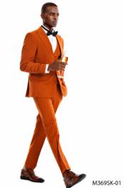  Orange Pinstripe Suit - Mens Suits