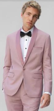  Tuxedo - Blue Tuxedo - Light Pink Prom Suit