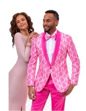  Hot Pink Tuxedo Suit - Floral