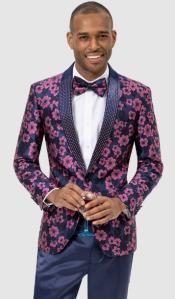  Navy Tuxedo - Flower Floral Suit