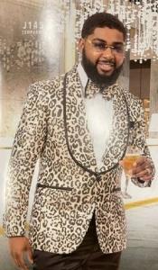  Mens Leopard Pattern Tuxedo Blazer EJ