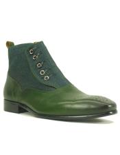  Carrucci Olive Leather and Canvas Upper