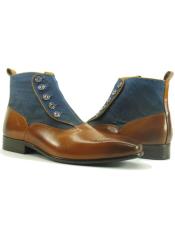  Carrucci Brown Leather and Canvas Upper