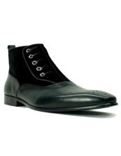  Carrucci Black Leather and Suede Leather