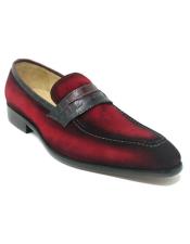 CarrucciRedSuedeLeatherPennyLoafer