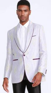  Lavender Tuxedo Jacket With Fancy Pattern