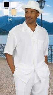  Mens Linen Walking Suit - "White"