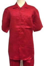  Mens Linen Walking Suit - "Red"