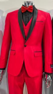  Retro Paris Suits Mens Suit Red