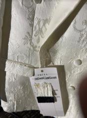  Button Closure Flap Front Pocket Suit White