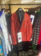  Shawl Label Suit Red