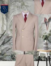 MensSand-TanWoolDoubleBreastedSuit-With