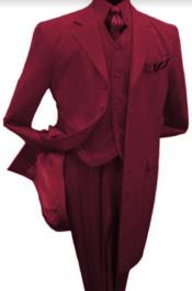 Fashion Red 3 Piece Vested Zoot