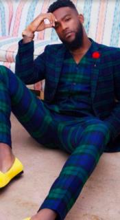  Green and Blue Plaid Vested Suit