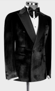  Style#PRonti-B6362 Mens Black Velvet Tuxedo Sportcoat