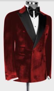  Style#PRonti-B6362 Mens Hot Red Velvet Tuxedo