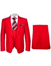  Rossiman Red Mens Suit Double Breasted