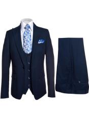  Rossiman Blue Mens Slim-Fit Vested Suit