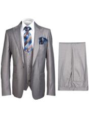  Rossiman Gray Mens Slim-fit Suit Vested