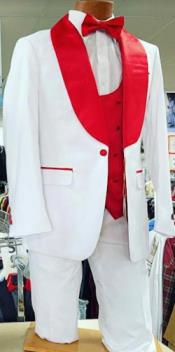  White and Red Tuxedo With Vest