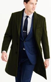  Mens Wool Carcoat - Olive Green