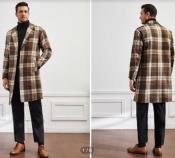  Mens Plaid Overcoat - Wool Peacoat