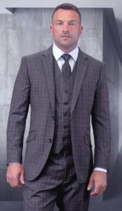  Mens Plaid Suits - Grey Windowpane