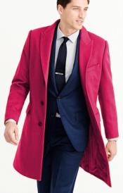  Mens Wool Carcoat - Hot Pink