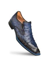  Mezlan Mens Shoes Blue Assymetrical Ostrich