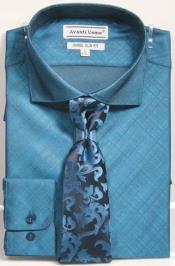  Mens Tapered Dress Shirts - Teal