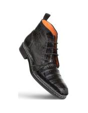  Mens Black Crocodile Contrast Welt Chukka Boot