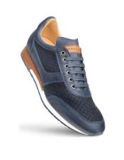  Calfskin Suede Dress Sneakers Blue