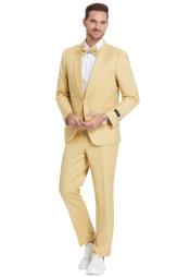  Suit - Light Gold Prom Tuxedo - Summer Slim
