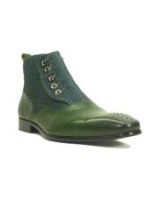  Deerskin Cowboy Boots - Emerald Deerskin