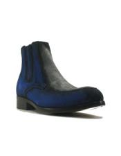  Cowboy Boots - Cognac ~ Blue Deerskin Boots -